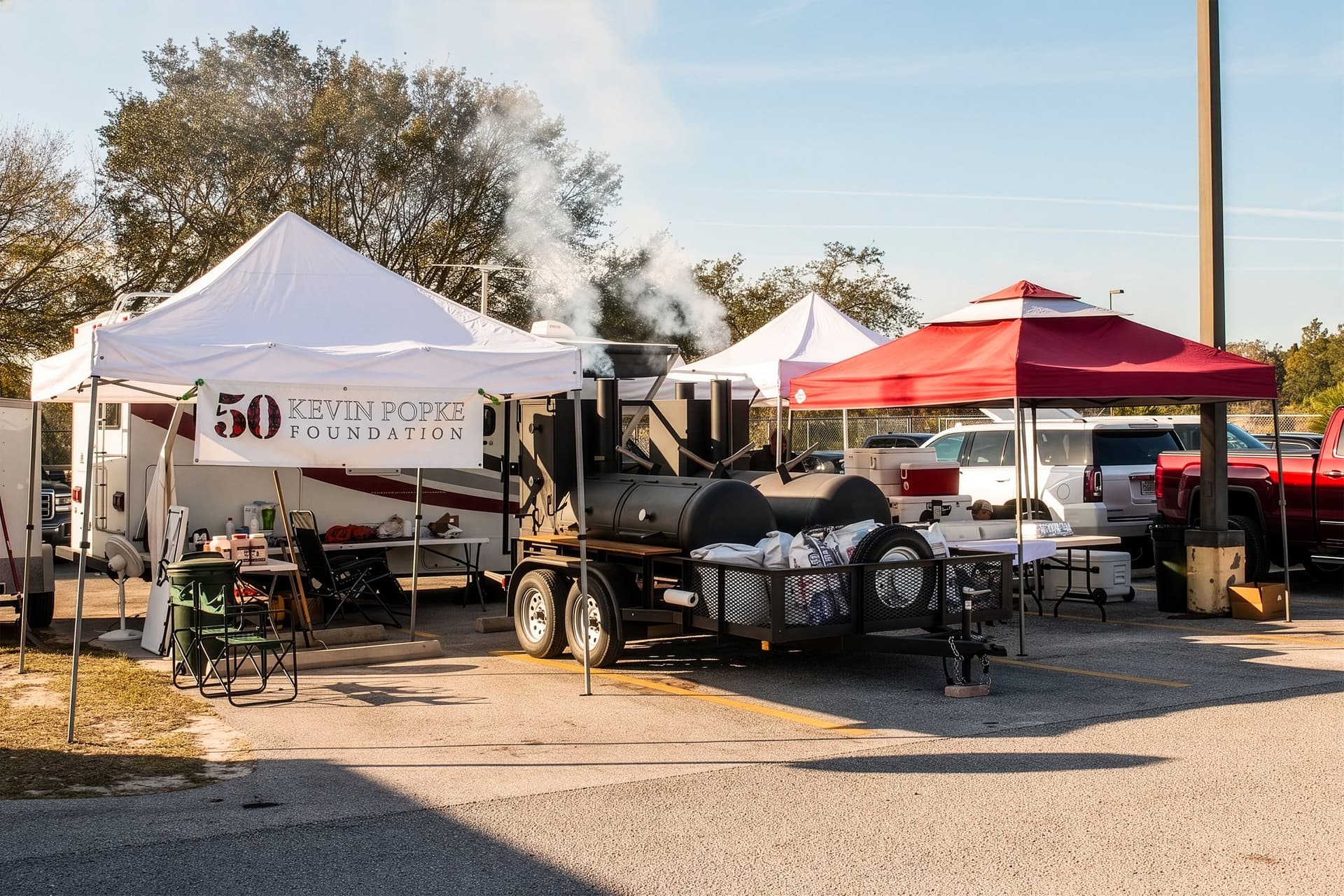 Foundation volunteers at a cookout