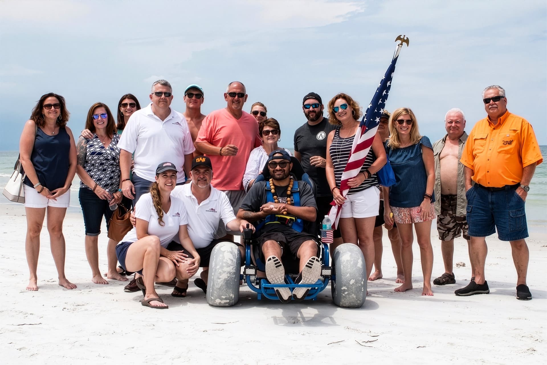 Veterans and volunteers on a Florida beach